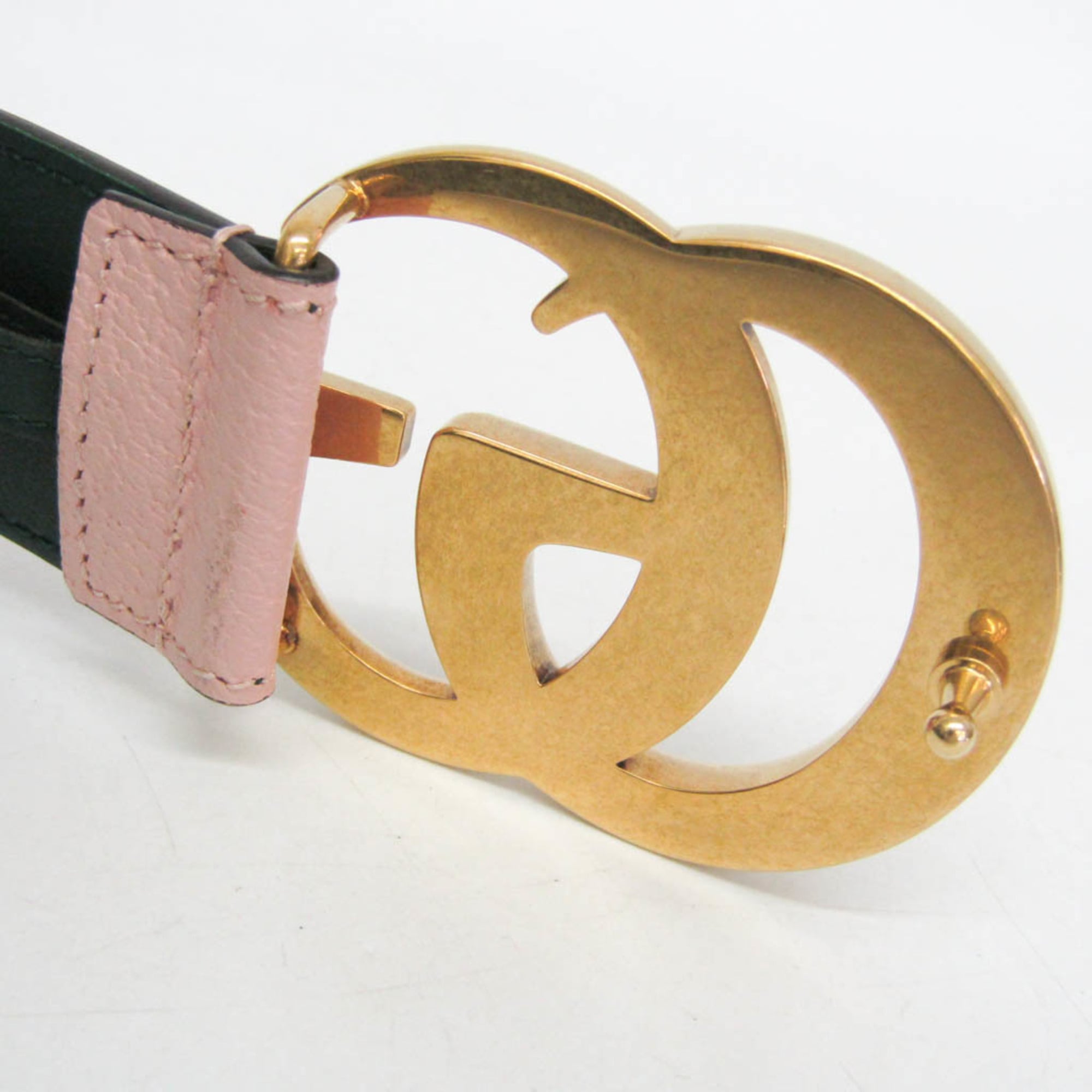 Gucci Gg Marmont Reversible Belt Leather Green Leather Belts Accessory (Pre-Owned)