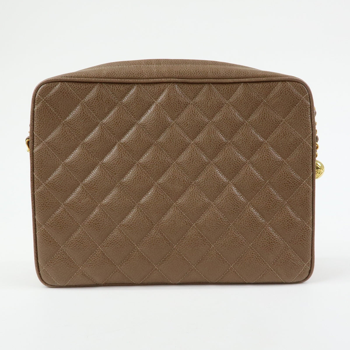Chanel Vintage Front Pocket Camera Quilted Caviar Brown Leather Handbag (Pre-Owned)