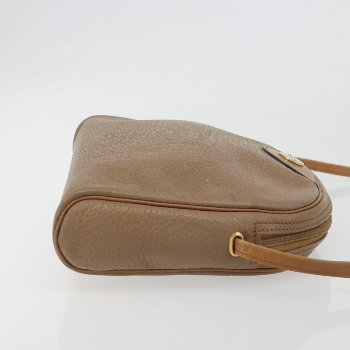 Christian Dior Vintage Cd Logo Leather Beige Leather Shoulder Bag Bag (Pre-Owned)