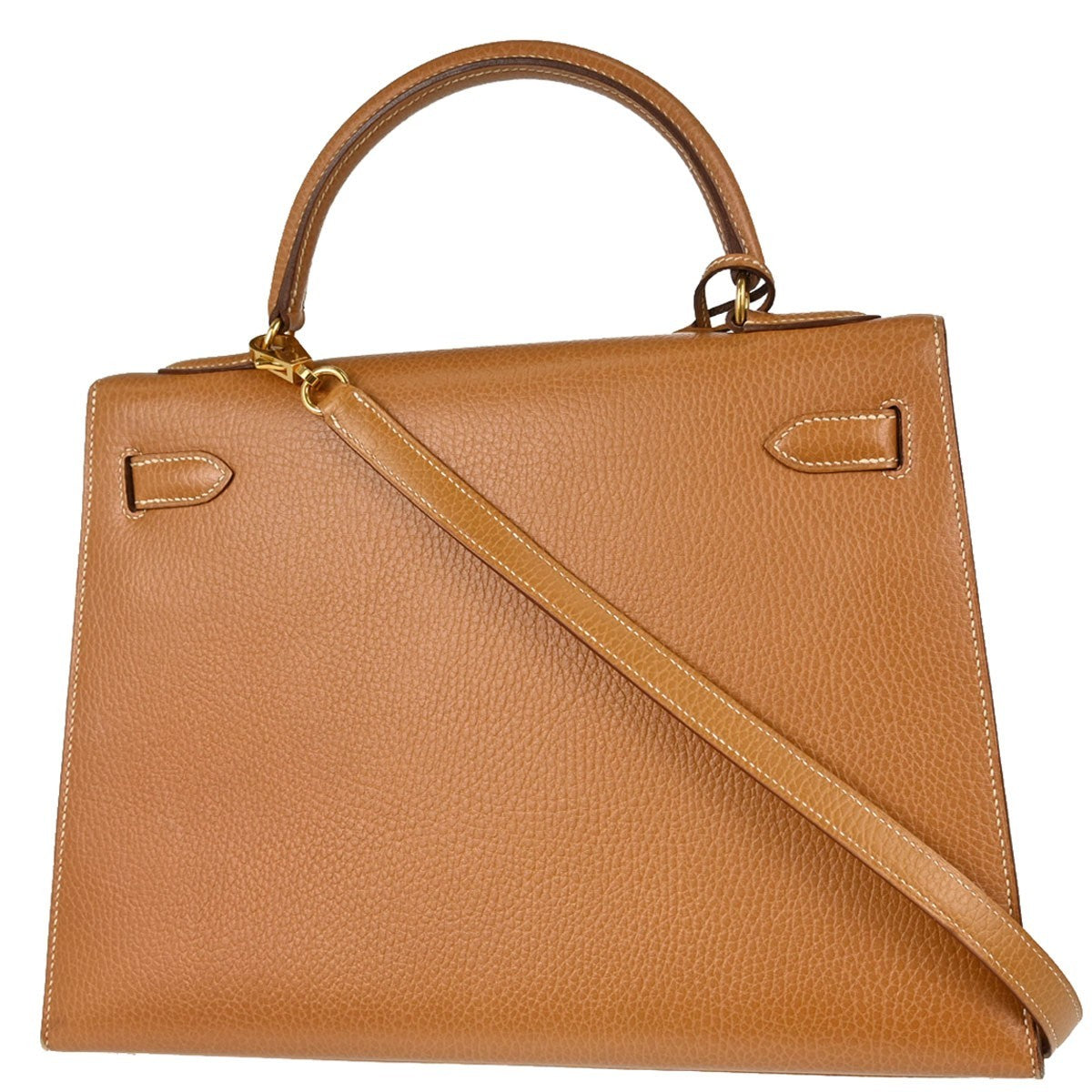 Hermes Kelly Brown Ardennes With Gold Hardware Brown Leather Handbag (Pre-Owned)