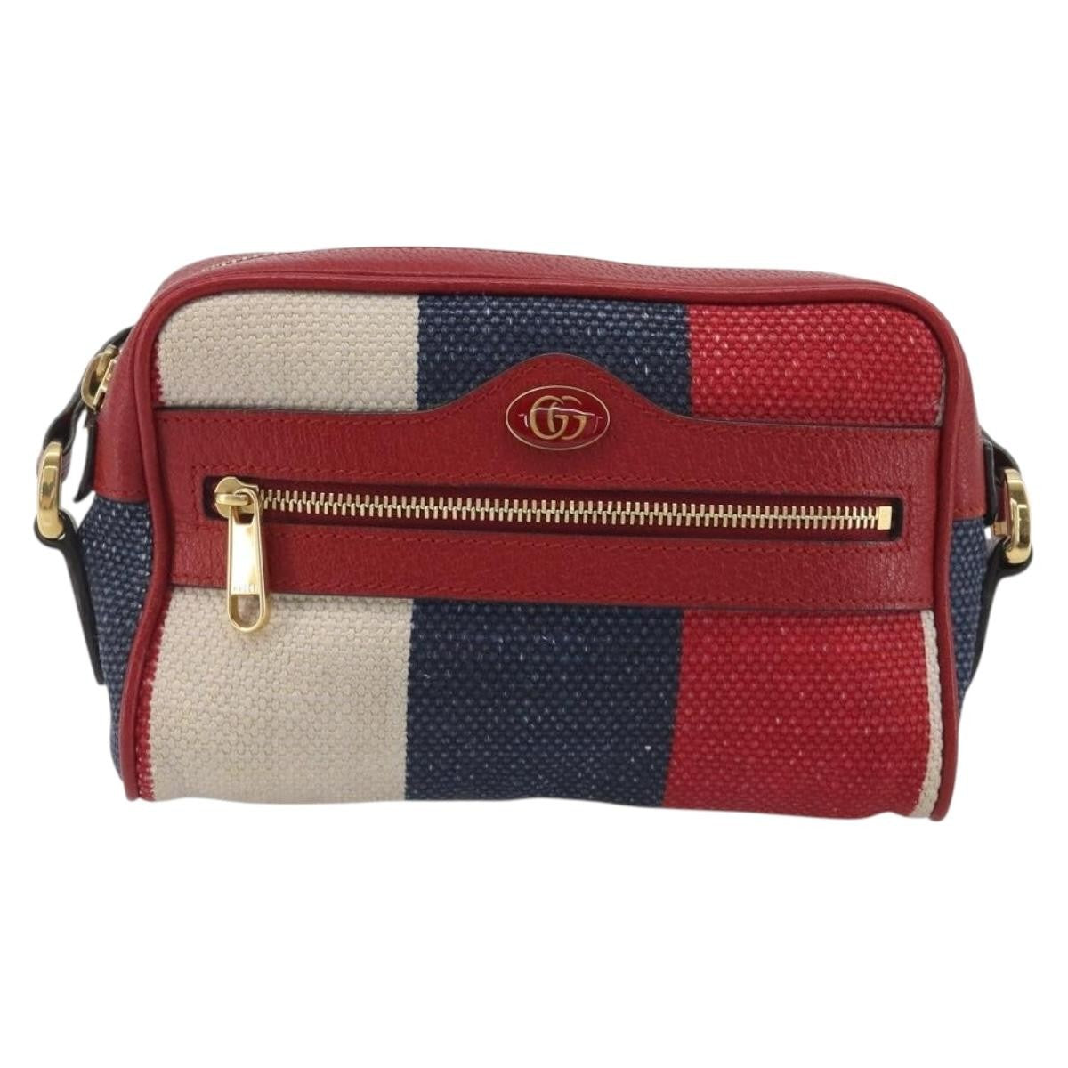Gucci Ophidia Striped Canvas Red Canvas Shoulder Bag Bag (Pre-Owned)