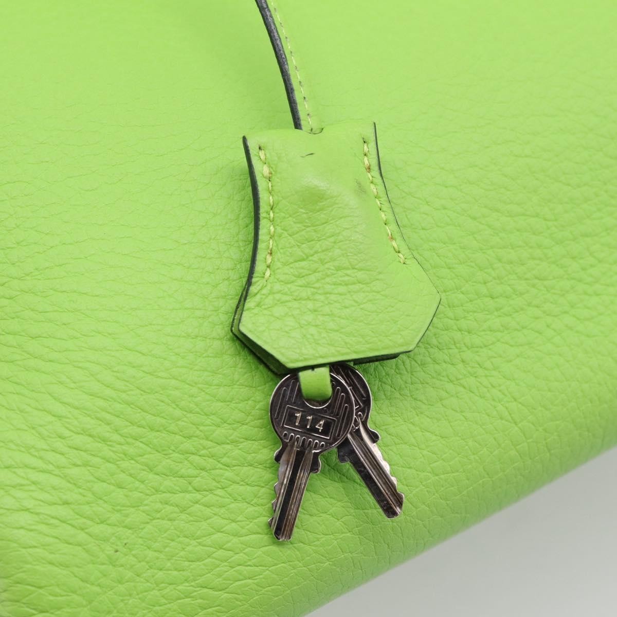 Hermes Birkin Green Clemence With Palladium Hardware Green Leather Handbag (Pre-Owned)