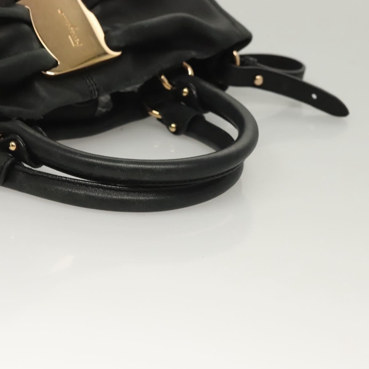 Salvatore Ferragamo Vala Leather Black Leather Handbag (Pre-Owned)