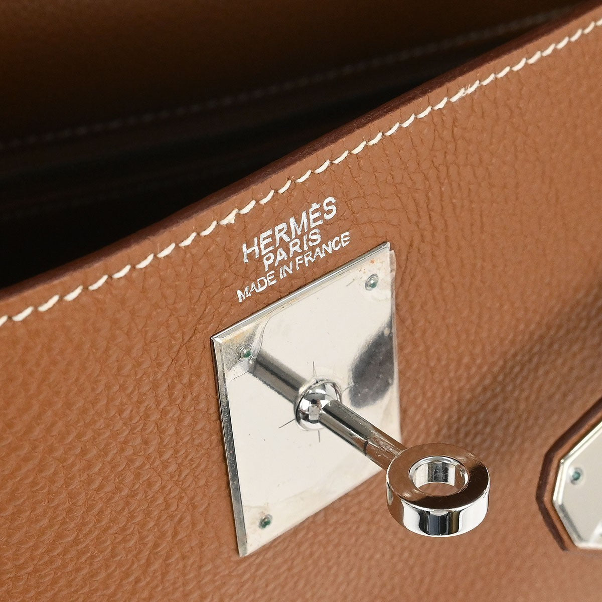 Hermes Kelly Brown Togo With Palladium Hardware Brown Leather Handbag (Pre-Owned)