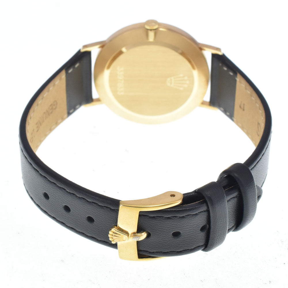 Rolex Cellini Round Quartz Yellow Gold And Alligator Watch (Pre-Owned)