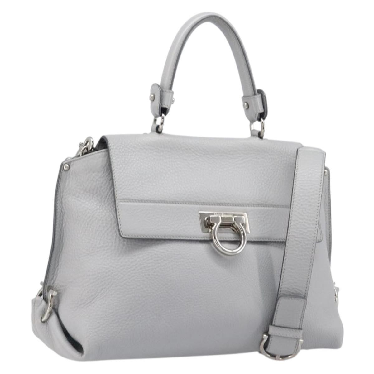 Salvatore Ferragamo Sofia Satchel Leather Gray Leather Handbag (Pre-Owned)