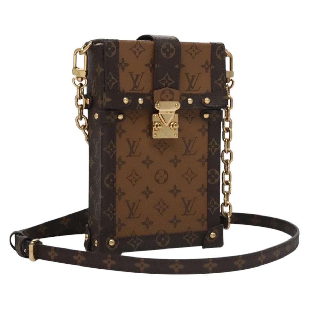 Louis Vuitton Vertical Trunk Pochette Reverse Monogram Canvas Brown Canvas Clutche & Pouche Bag (Pre-Owned)