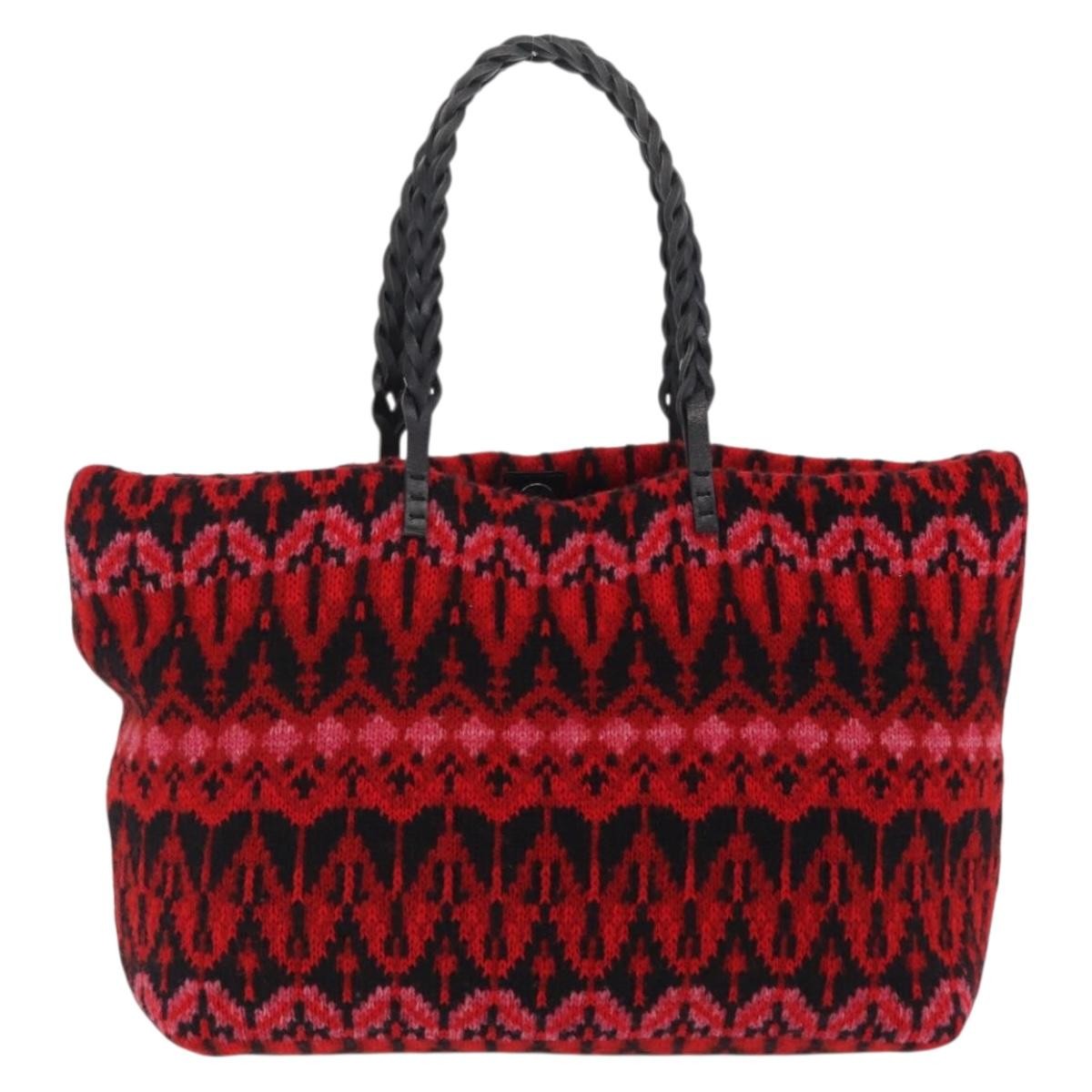 Fendi Vintage Wool Red Wool Tote Bag Bag (Pre-Owned)