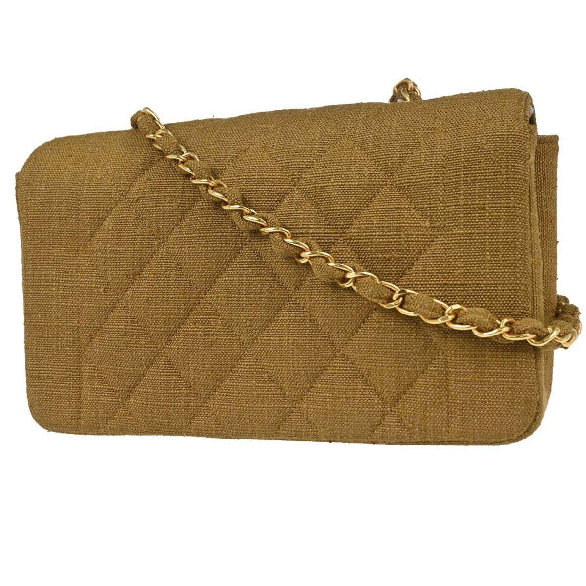 Chanel Vintage Diana Flap Quilted Canvas Brown Canvas Shoulder Bag Bag (Pre-Owned)