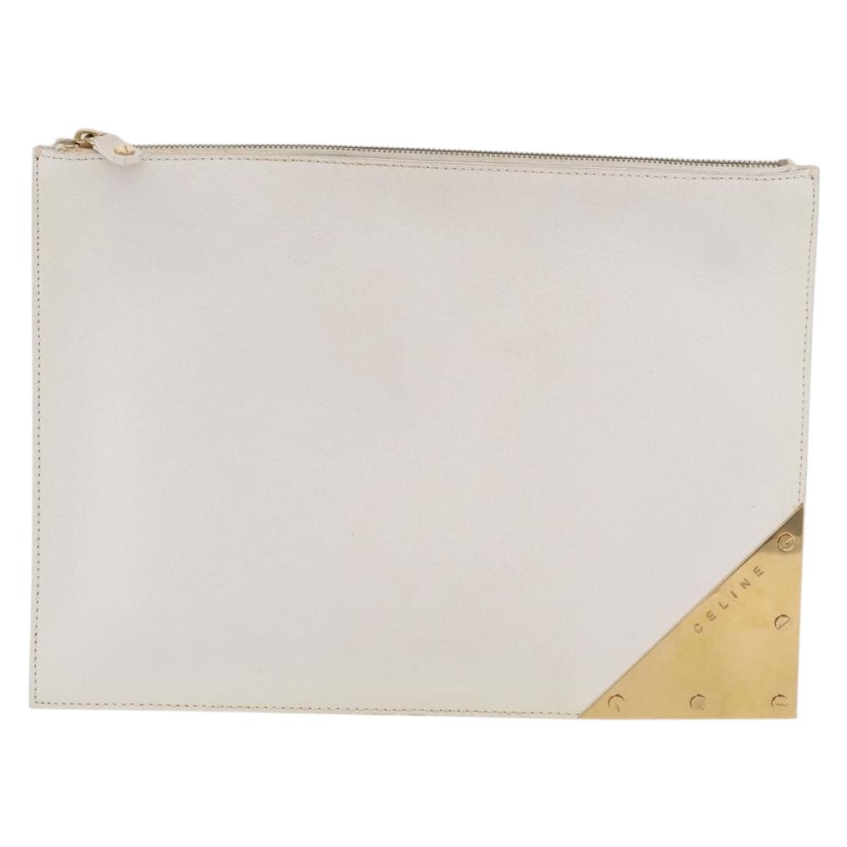 Celine Clutch Leather White Leather Clutche & Pouche Bag (Pre-Owned)