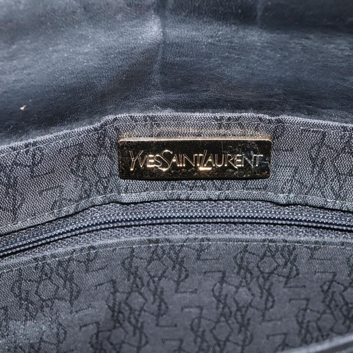 Saint Laurent Vintage Shoulder Bag Leather Black Leather Shoulder Bag Bag (Pre-Owned)