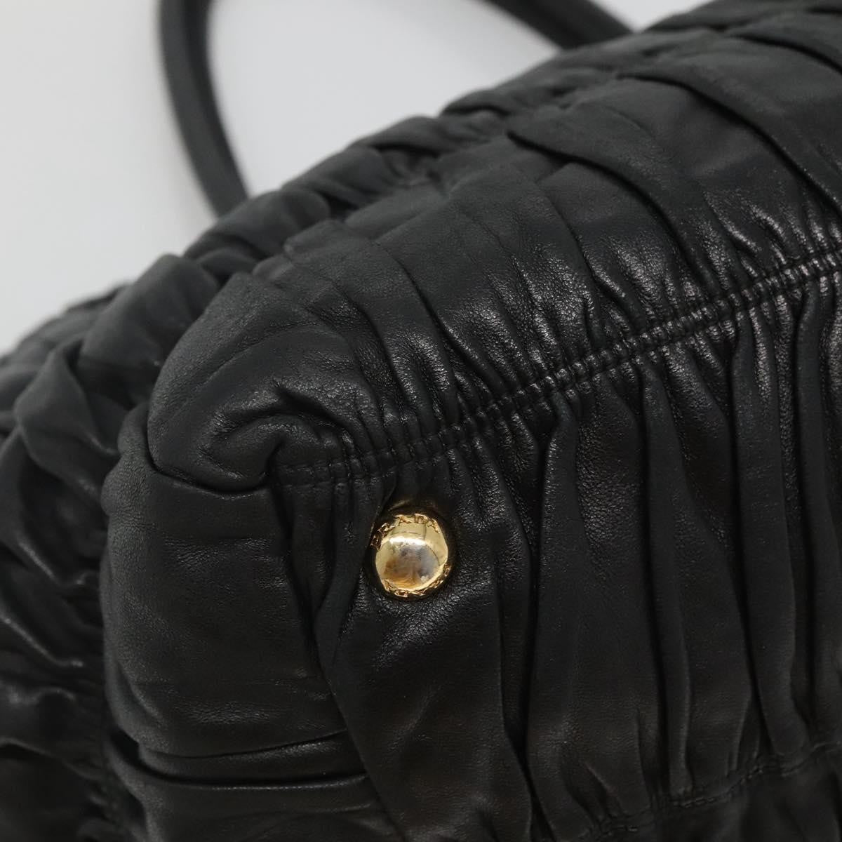 Prada Nappa Gaufre Bow Leather Black Leather Tote Bag Bag (Pre-Owned)
