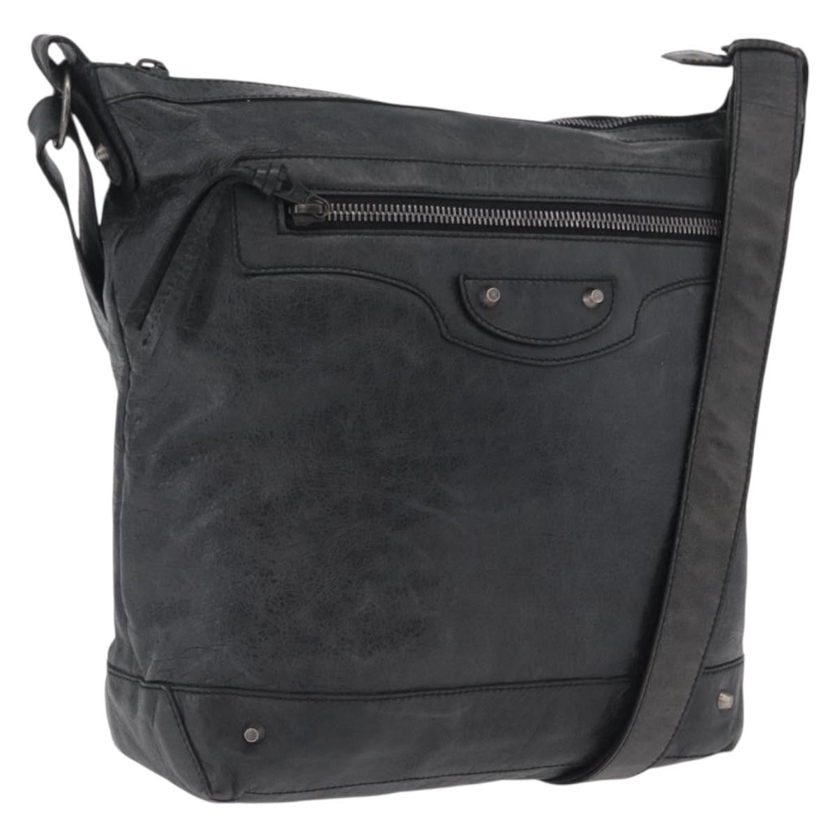 Balenciaga Arena Day Messenger Classic Studs Leather Black Leather Handbag (Pre-Owned)