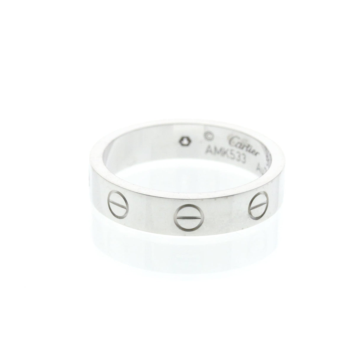 Cartier Love 1 Diamond Band White Gold And Diamond Silver White_Gold Ring Jewelry (Pre-Owned)