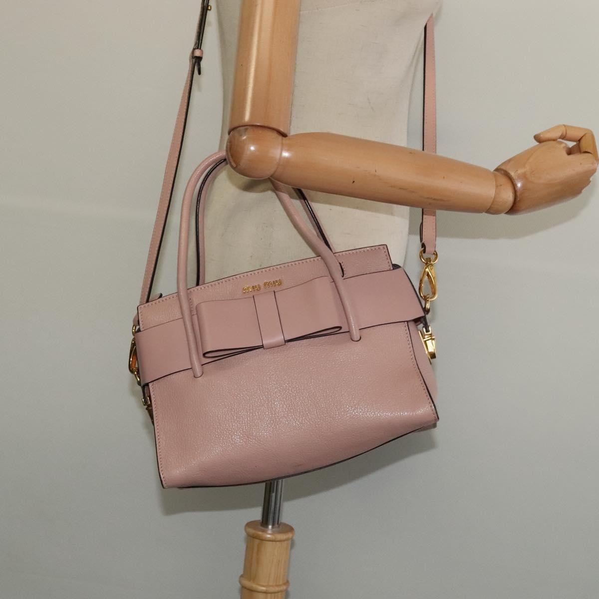 Miu Miu Madras Fiocco Bow Leather Pink Leather Bag (Pre-Owned)