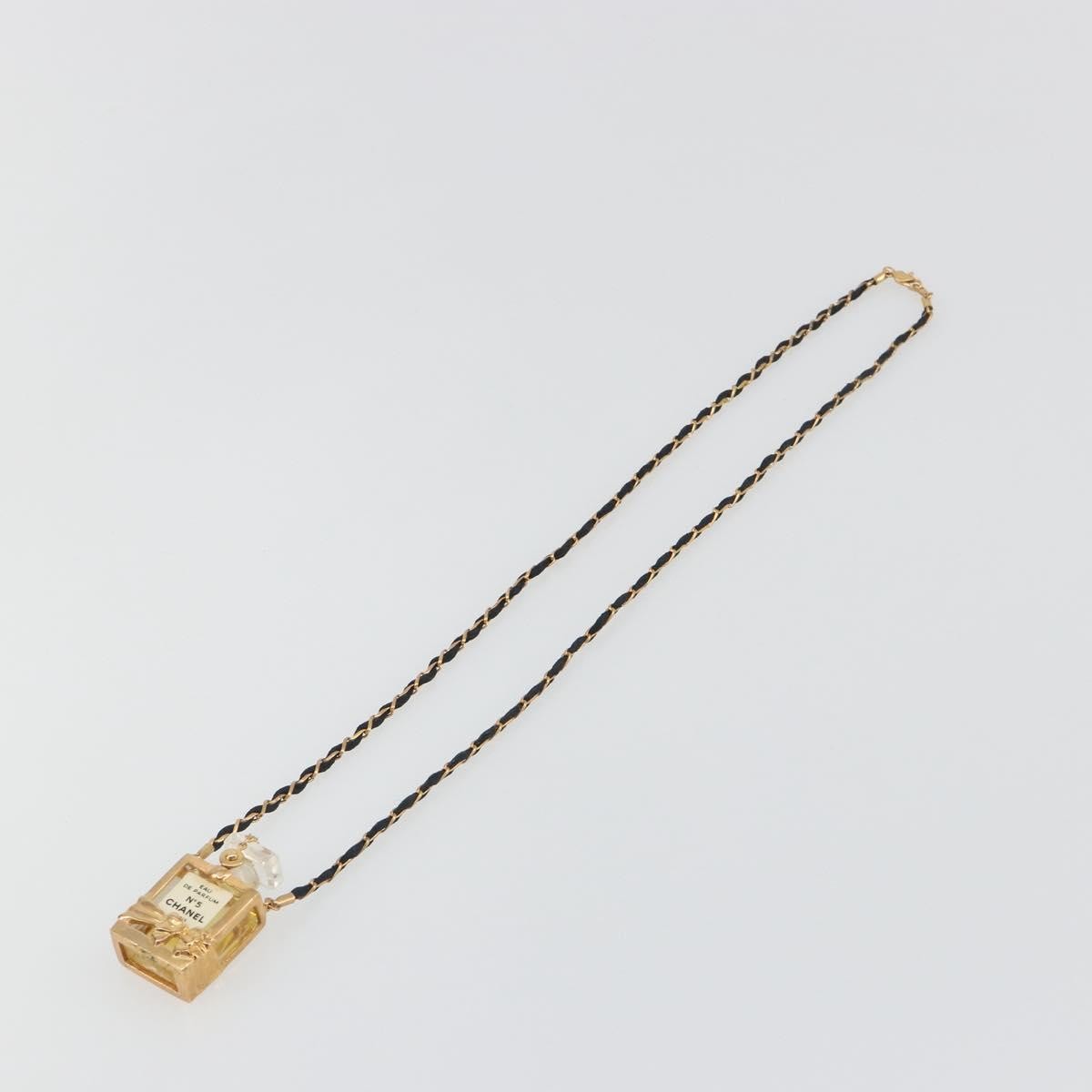 Chanel Cc No.5 Perfume Bottle Pendant Metal Gold Metal Necklace Jewelry (Pre-Owned)