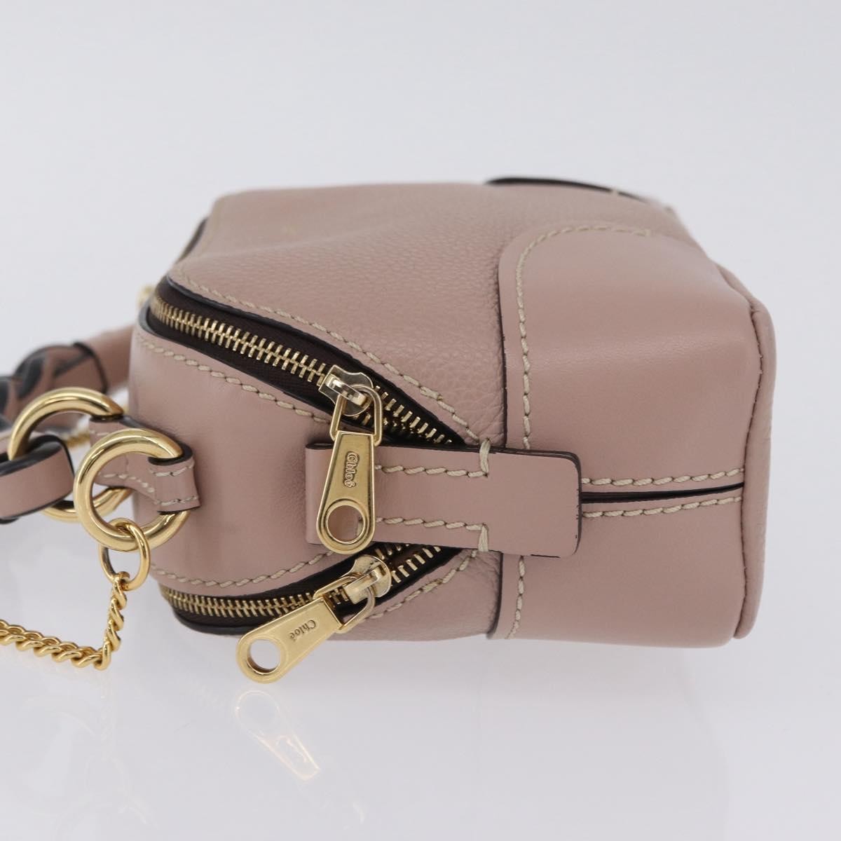 Chloe Daria Chain Leather Pink Leather Handbag (Pre-Owned)