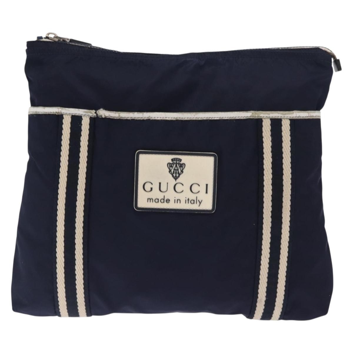 Gucci Vintage Gg Coated Canvas Navy Nylon Shoulder Bag Bag (Pre-Owned)