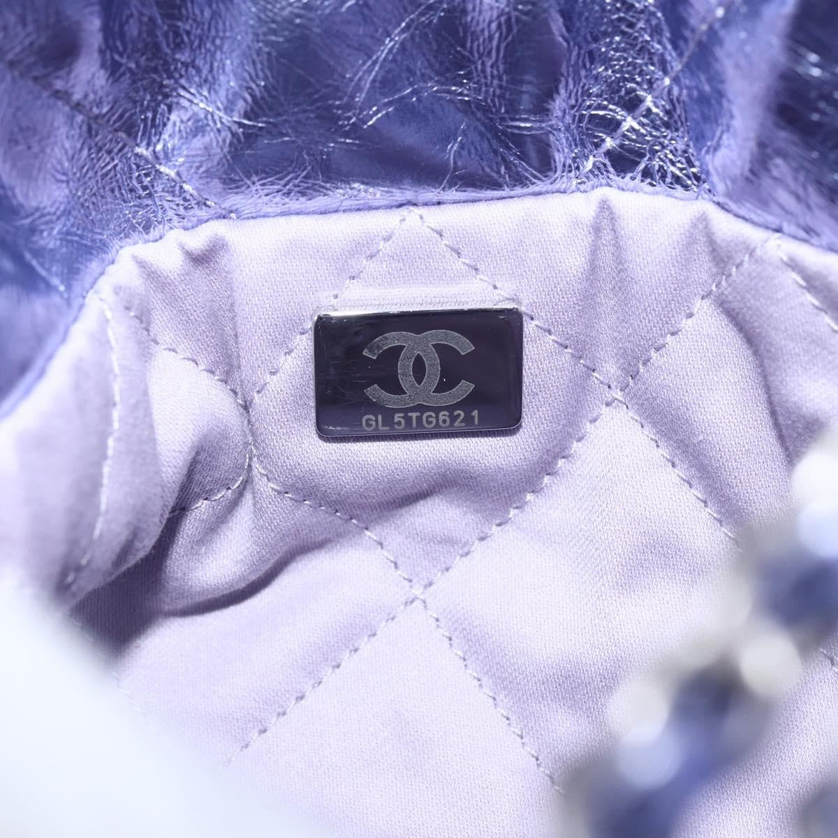 Chanel 22 Chain Hobo Quilted Calfskin Purple Leather Shoulder Bag Bag (Pre-Owned)