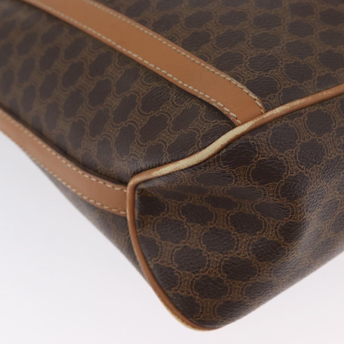 Celine Vintage Shoulder Bag Macadam Canvas & Leather Brown Canvas Shoulder Bag Bag (Pre-Owned)