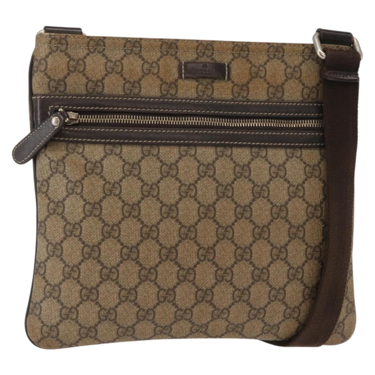 Gucci Flat Messenger Gg Coated Canvas Beige Pvc Shoulder Bag Bag (Pre-Owned)