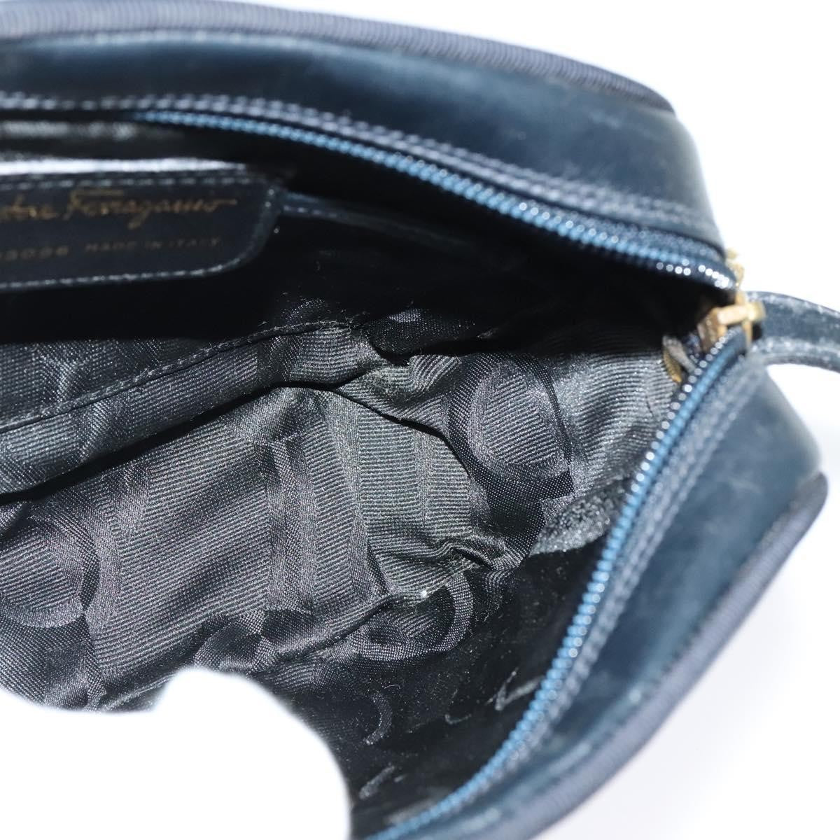 Salvatore Ferragamo Vala Leather Navy Leather Shoulder Bag Bag (Pre-Owned)