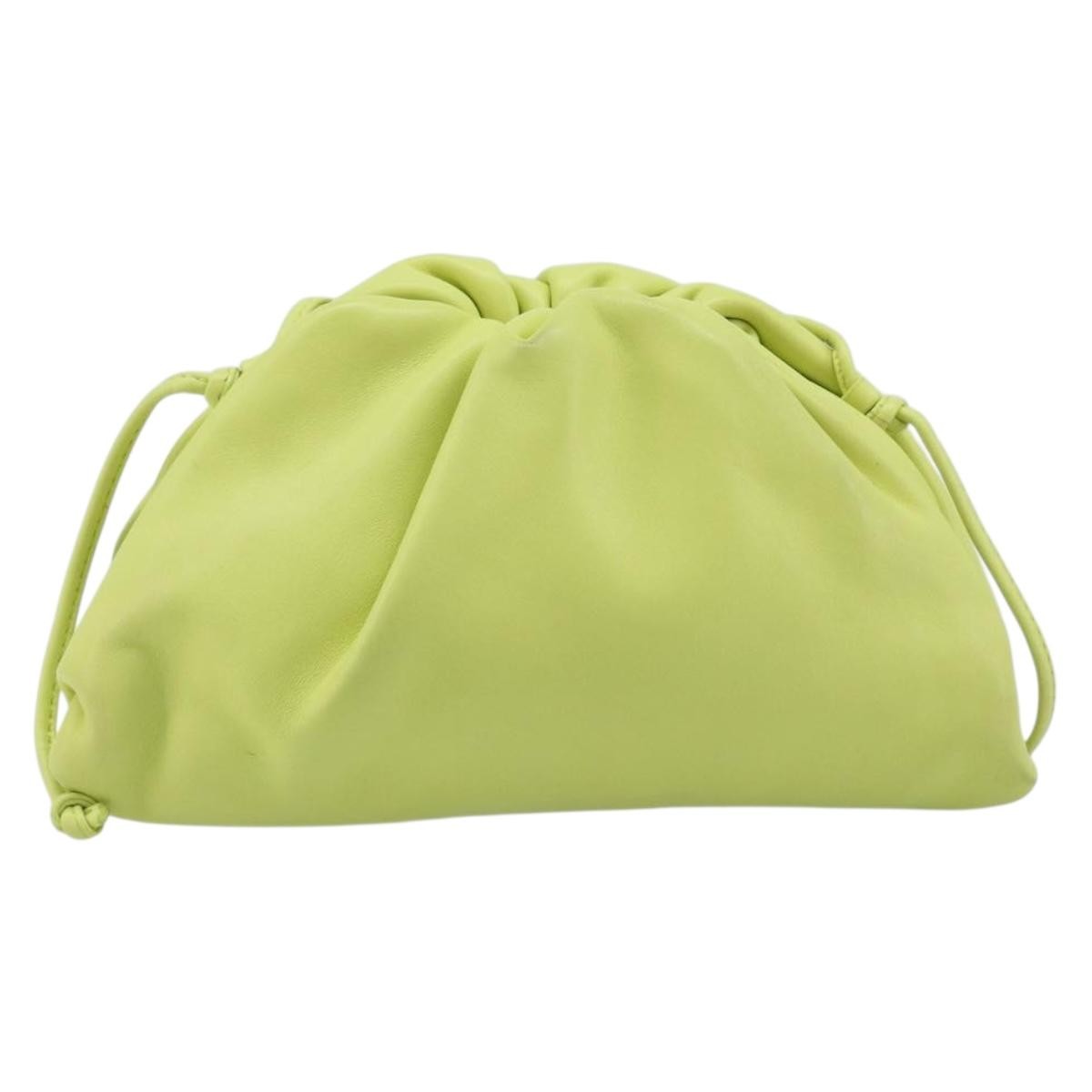 Bottega Veneta The Pouch Coin Purse Leather Green Leather Clutche & Pouche Bag (Pre-Owned)