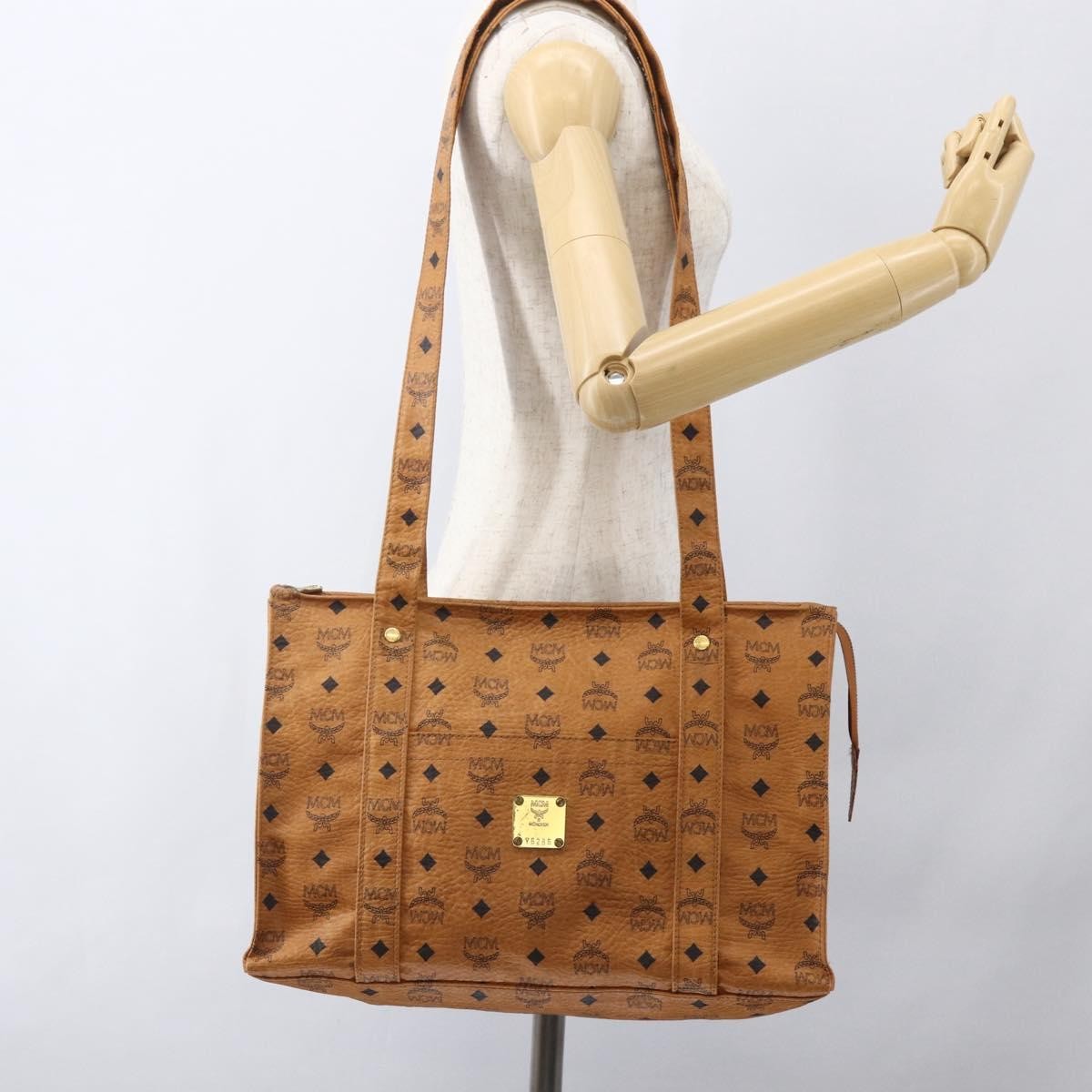 MCM Vintage Visetos Canvas Brown Pvc Tote Bag Bag (Pre-Owned)