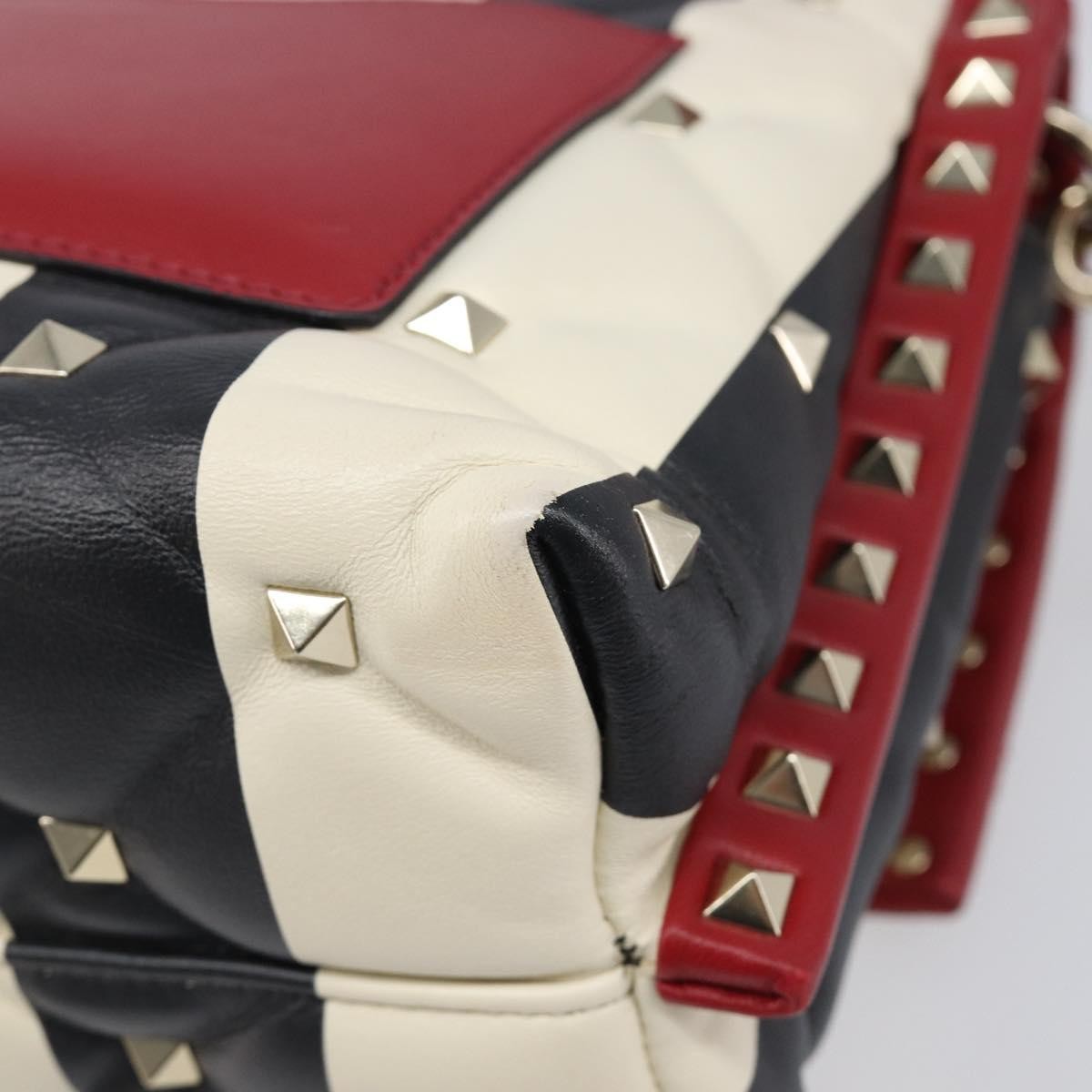 Valentino Garavani Candystud Top Handle Leather Red Leather Handbag (Pre-Owned)
