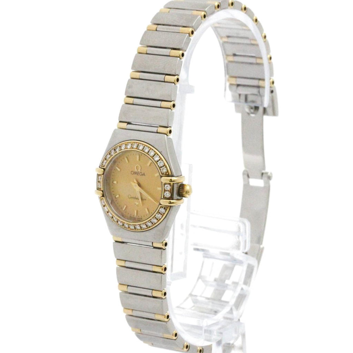 Omega Constellation Quartz Stainless Steel And Yellow Gold With Diamond Bezel And Markers And Mother Of Pearl Watch (Pre-Owned)