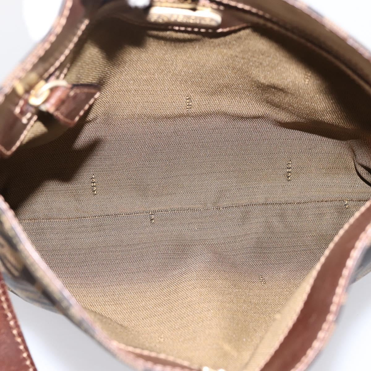 Fendi Shoulder Bag Zucca Brown Canvas Shoulder Bag Bag (Pre-Owned)