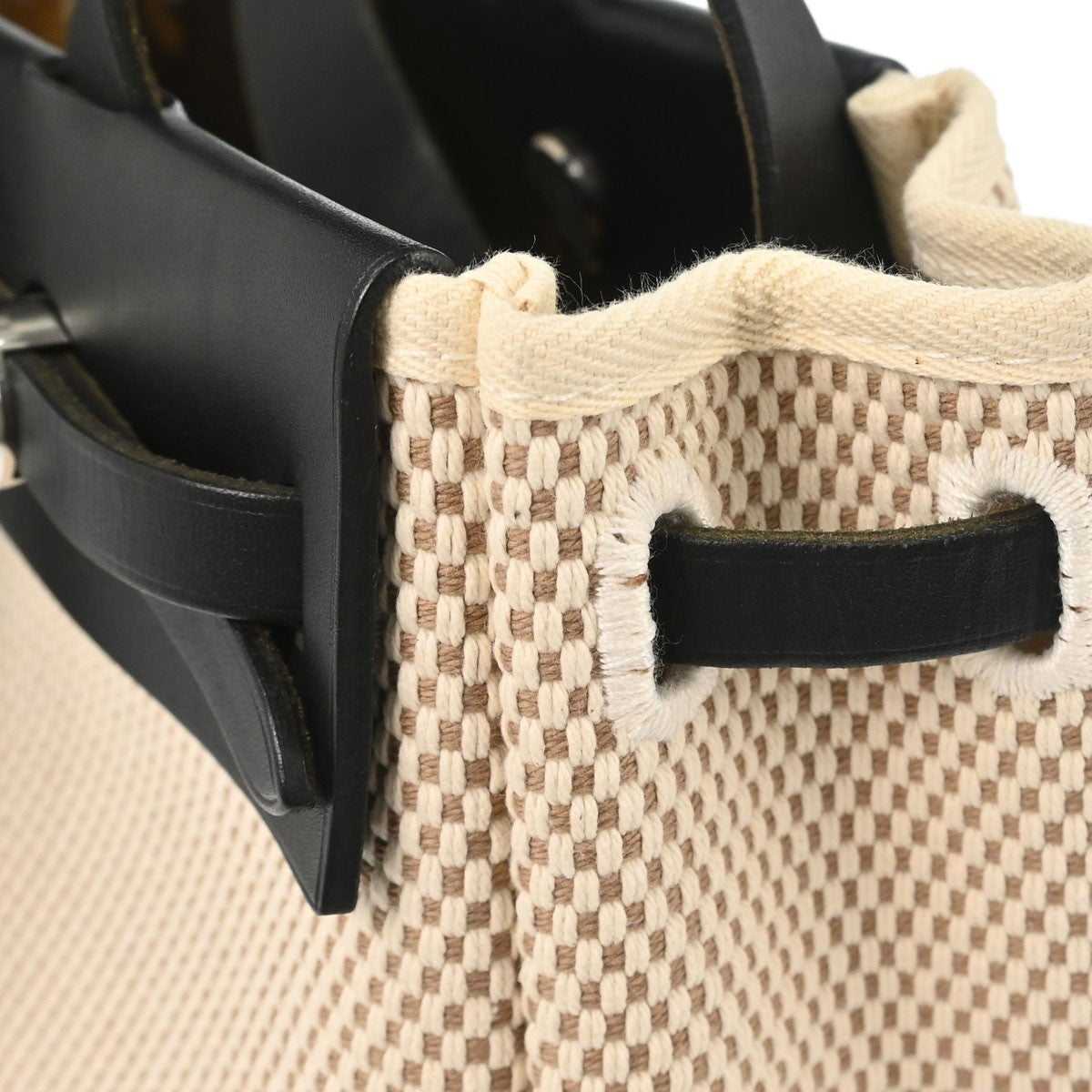 Hermes Herbag Cabas Toile And Leather Beige Canvas Tote Bag Bag (Pre-Owned)