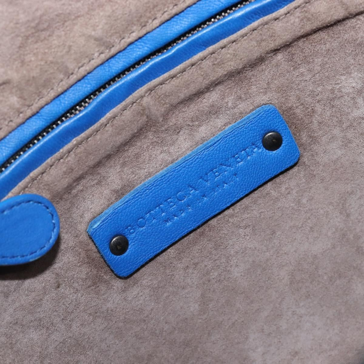 Bottega Veneta Nodini Intrecciato Nappa Blue Leather Shoulder Bag Bag (Pre-Owned)