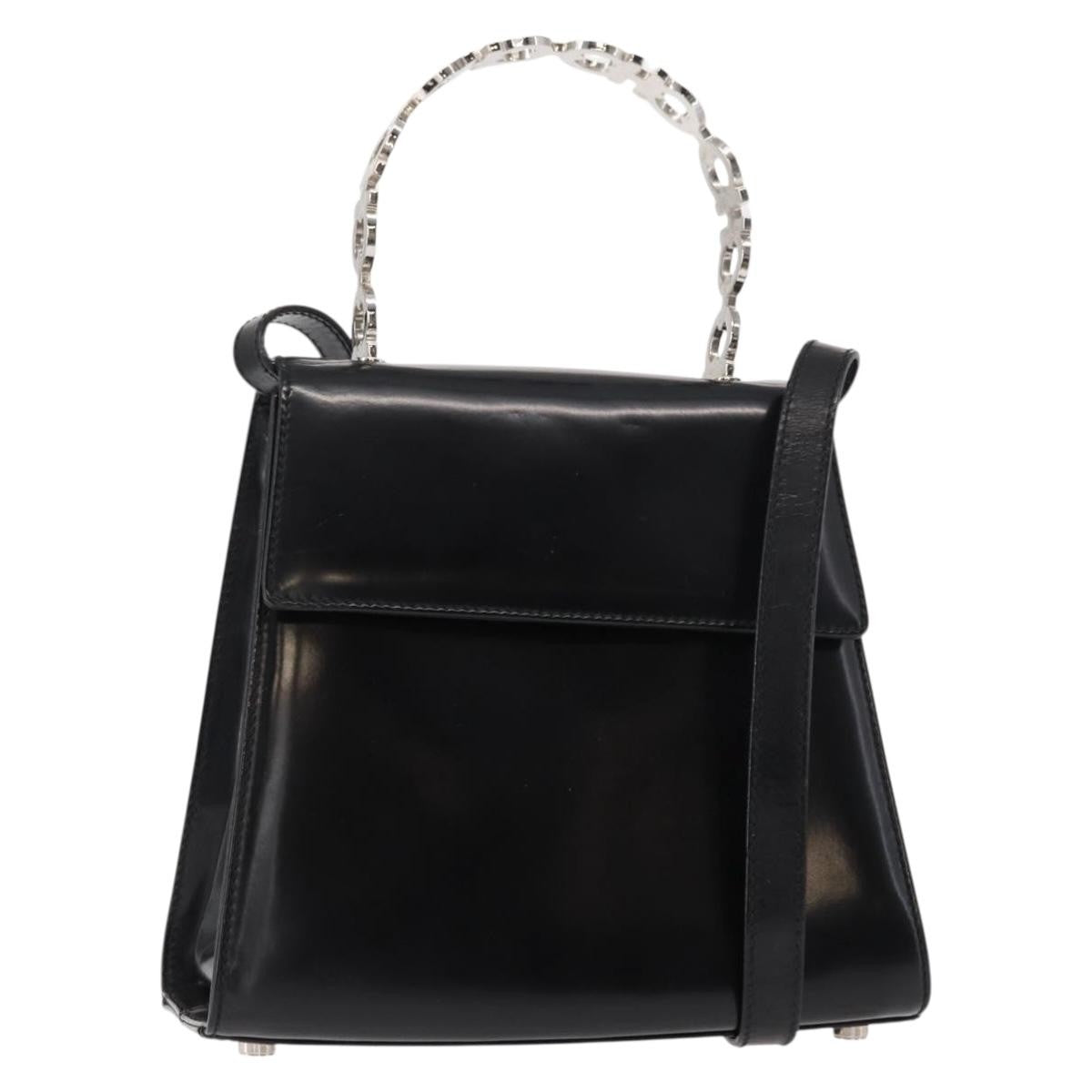 Salvatore Ferragamo Gancini Leather Black Leather Handbag (Pre-Owned)