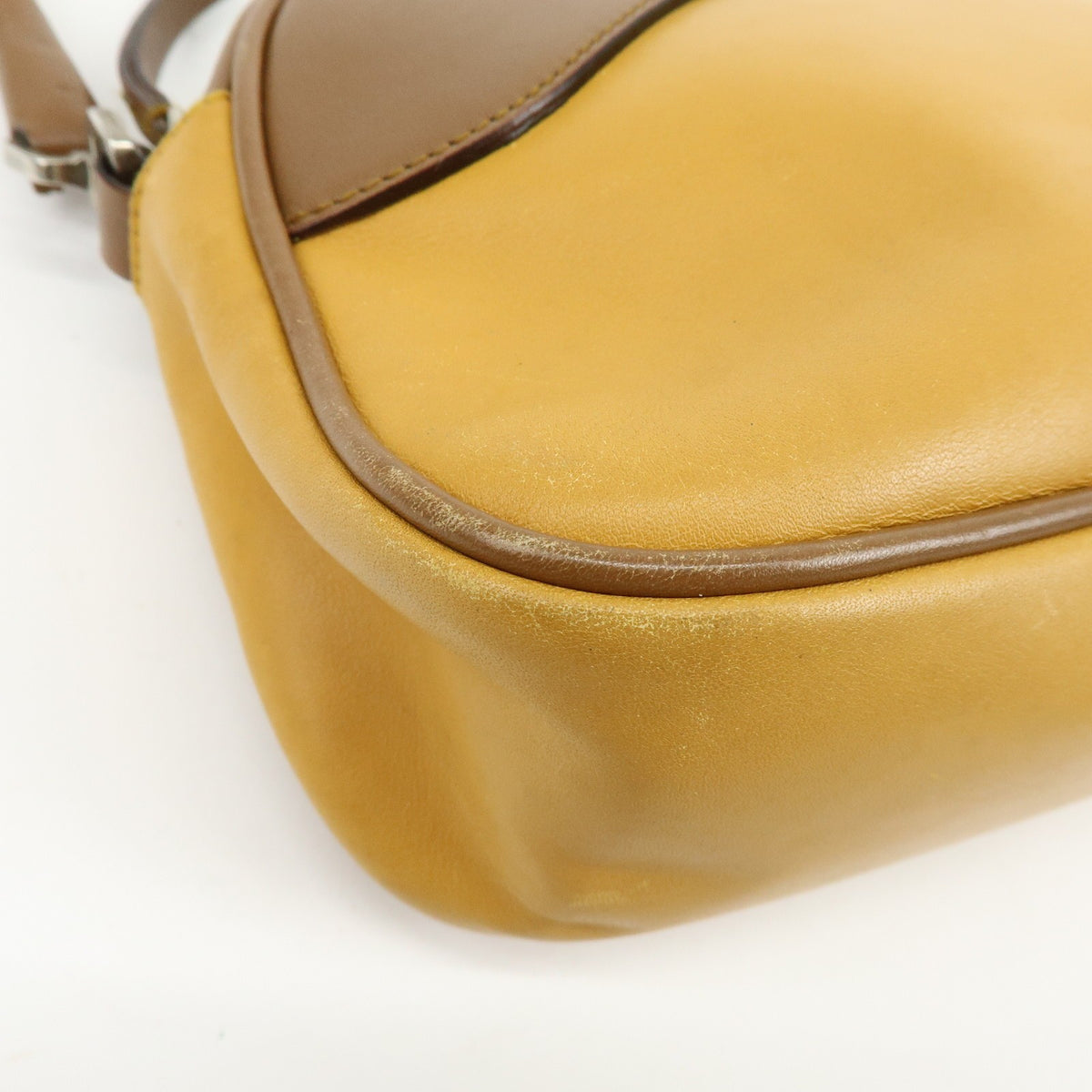 Prada Shoulder Leather Yellow Leather Shoulder Bag Bag (Pre-Owned)