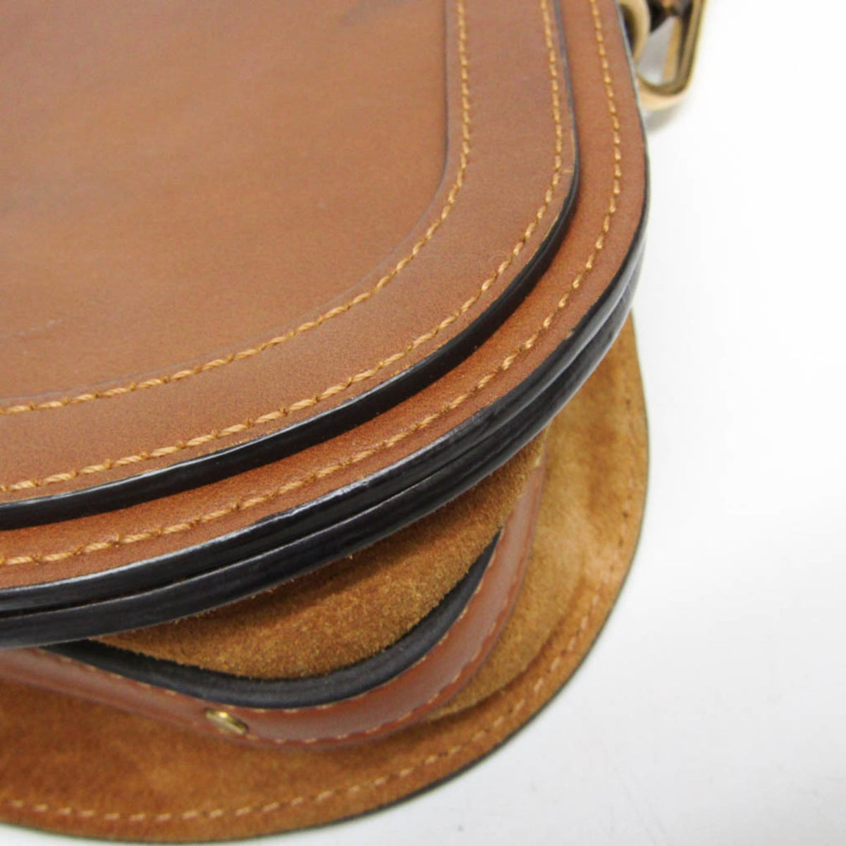 Chloe Nile Studded Suede And Leather Brown Leather Crossbody Bag Bag (Pre-Owned)