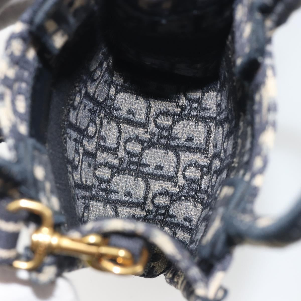 Christian Dior Book Tote Phone Oblique Canvas Navy Canvas Tote Bag Bag (Pre-Owned)
