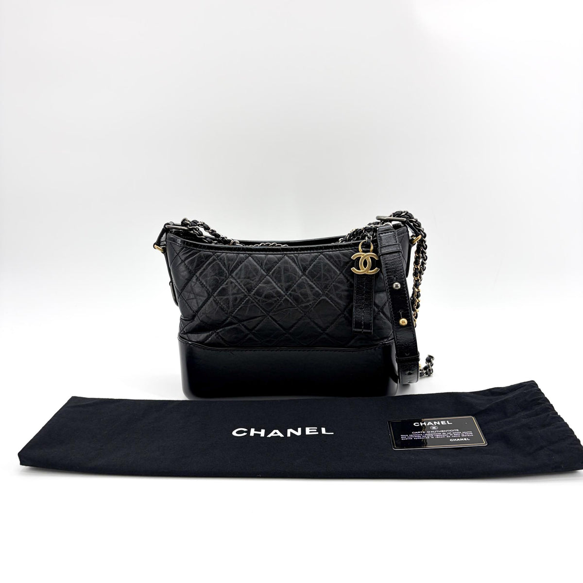 Chanel Gabrielle Hobo Quilted Aged Calfskin Black Leather Shoulder Bag Bag (Pre-Owned)