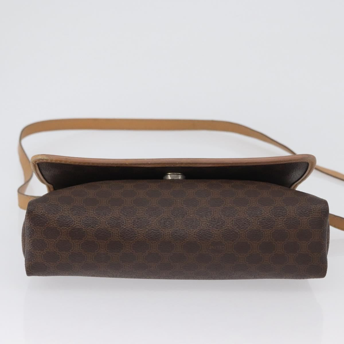 Celine Vintage Macadam Canvas And Leather Brown Canvas Shoulder Bag Bag (Pre-Owned)