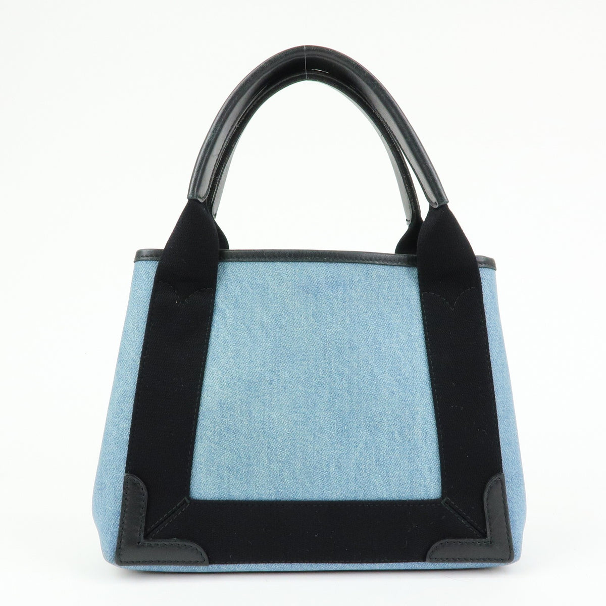 Balenciaga Navy Cabas Coated Denim With Leather Blue Pvc Tote Bag Bag (Pre-Owned)