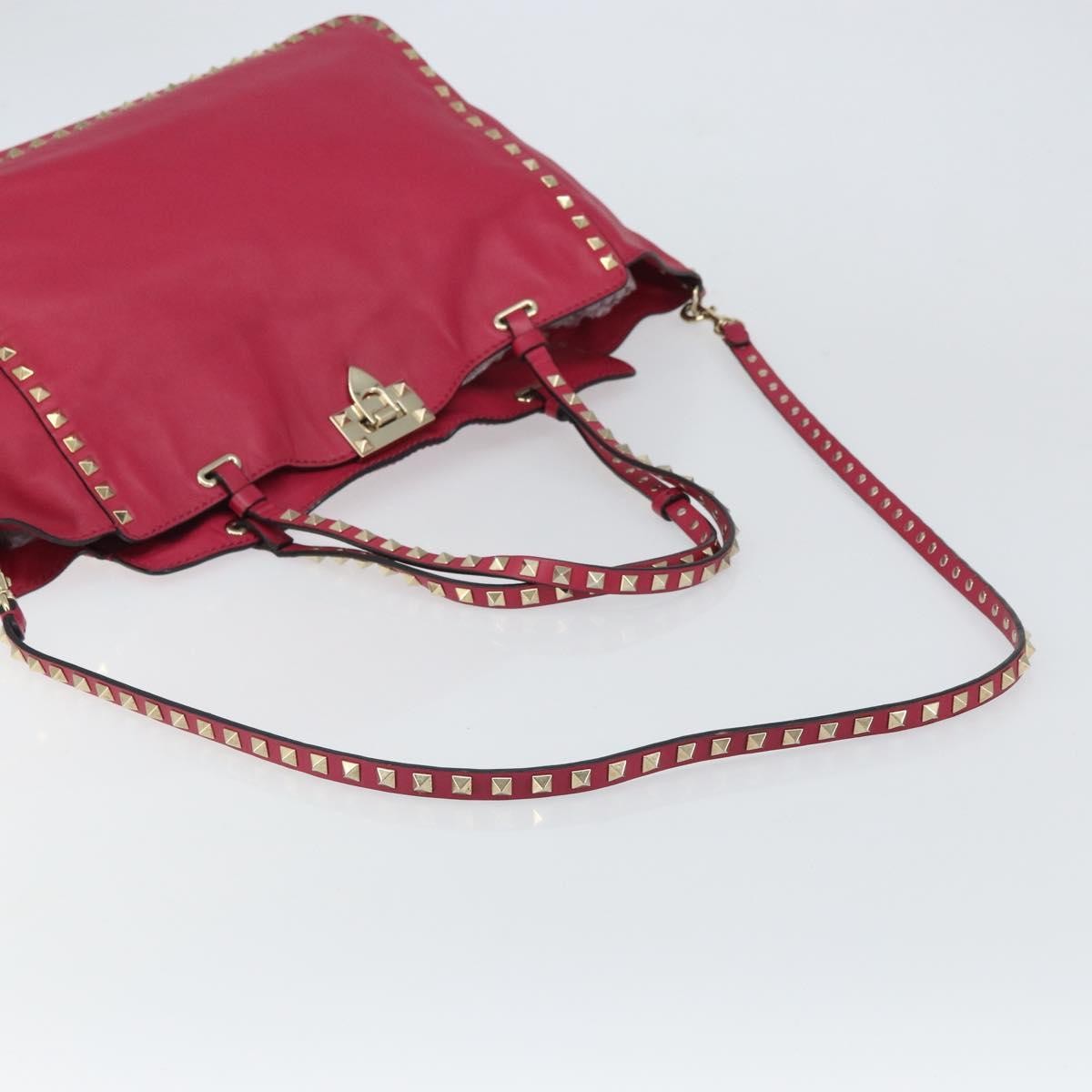 Valentino Garavani Rockstud Tote Soft Leather Pink Leather Tote Bag Bag (Pre-Owned)