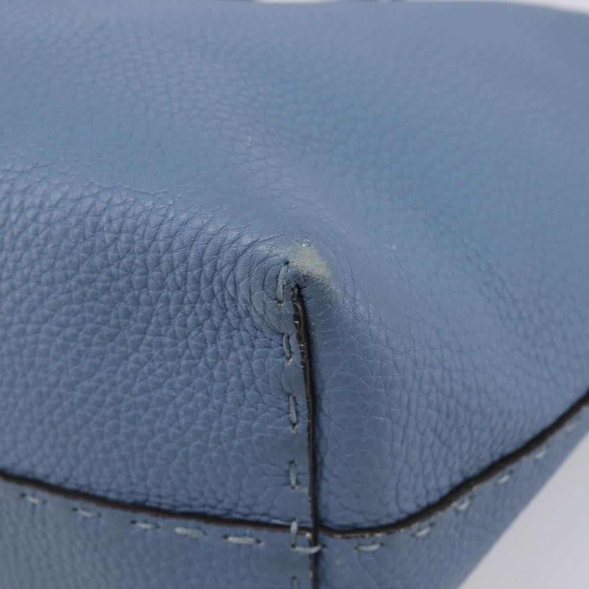 Fendi Selleria Carla Leather Blue Leather Tote Bag Bag (Pre-Owned)