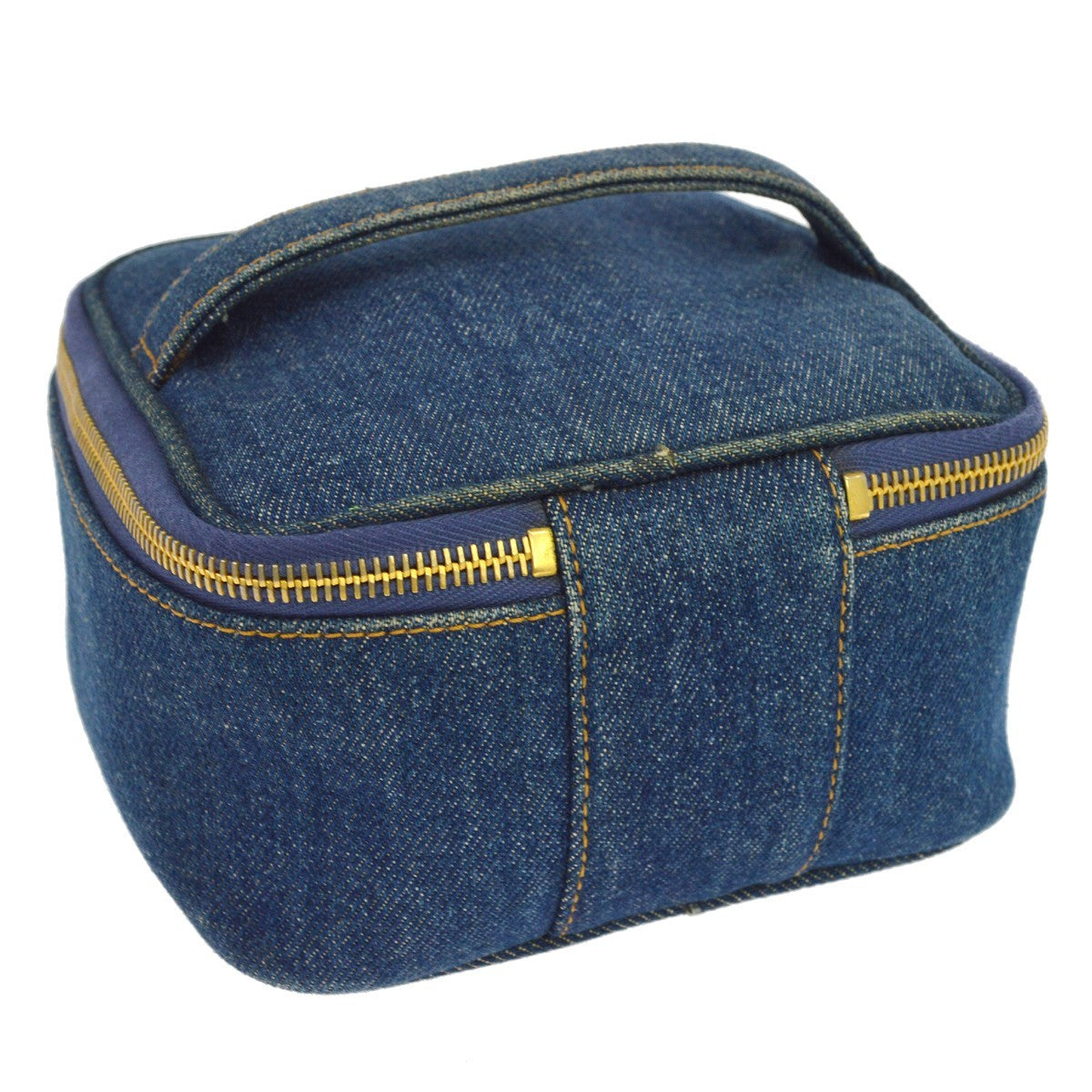Chanel Vanity Case Quilted Denim Blue Denim_Jeans Clutche & Pouche Bag (Pre-Owned)