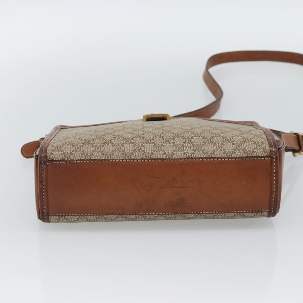 Celine Vintage Macadam Canvas And Leather Beige Canvas Shoulder Bag Bag (Pre-Owned)