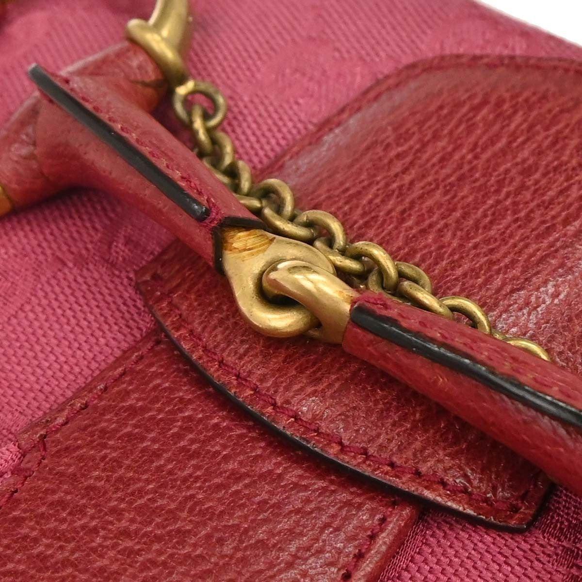 Gucci Horsebit Web Flap Gg Canvas And Leather Pink Canvas Shoulder Bag Bag (Pre-Owned)