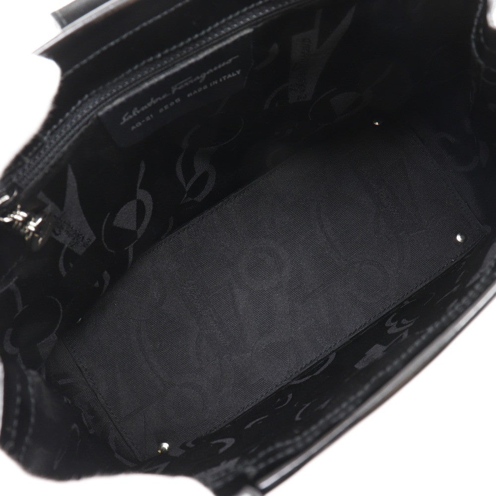 Salvatore Ferragamo Convertible Vara Bow Tote Patent Leather Black Patent_Leather Handbag (Pre-Owned)