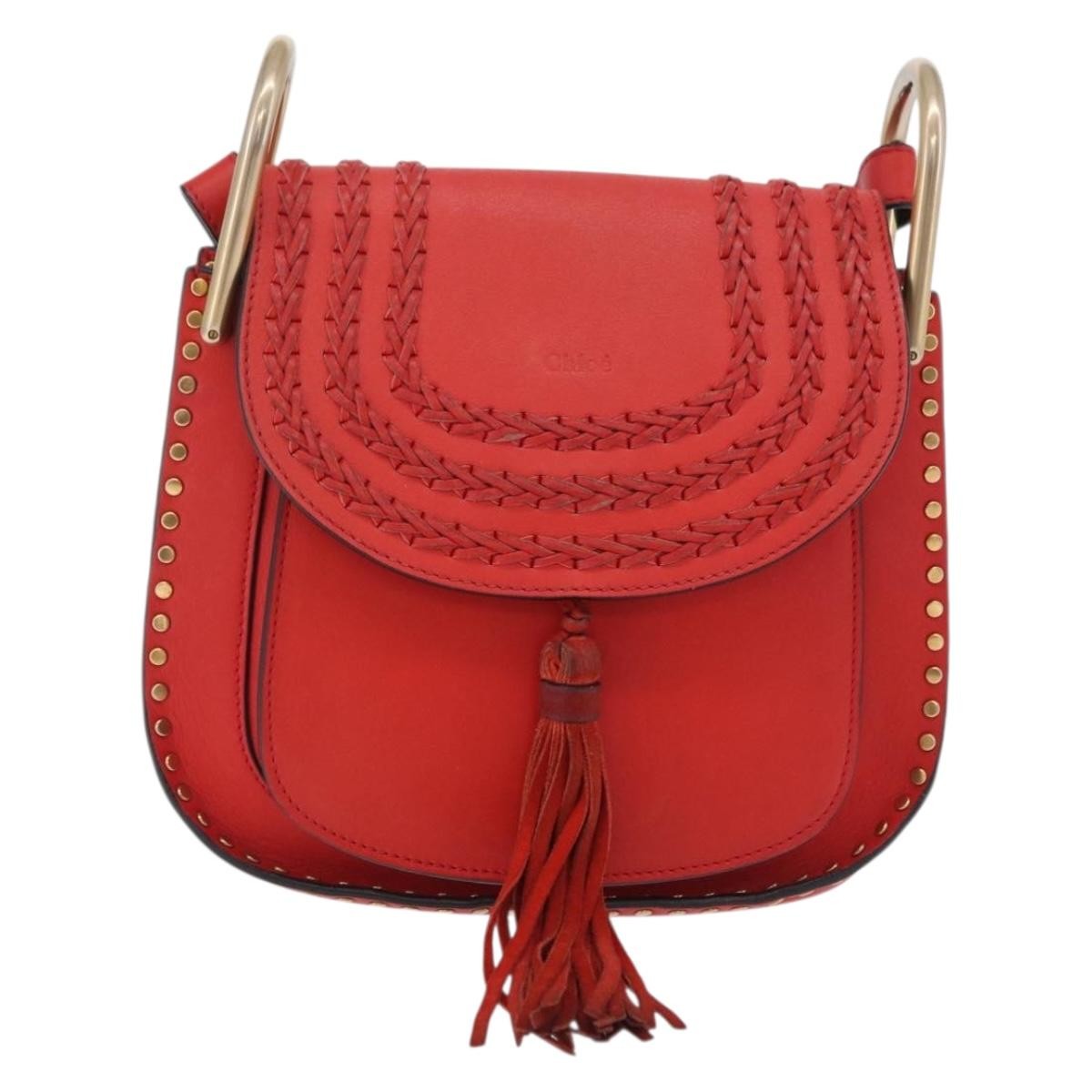 Chloe Hudson Whipstitch Leather Red Leather Handbag (Pre-Owned)