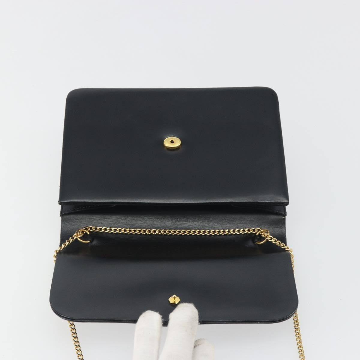 Christian Dior Vintage Clipper Closure Clutch With Logo Leather Black Leather Crossbody Bag Bag (Pre-Owned)