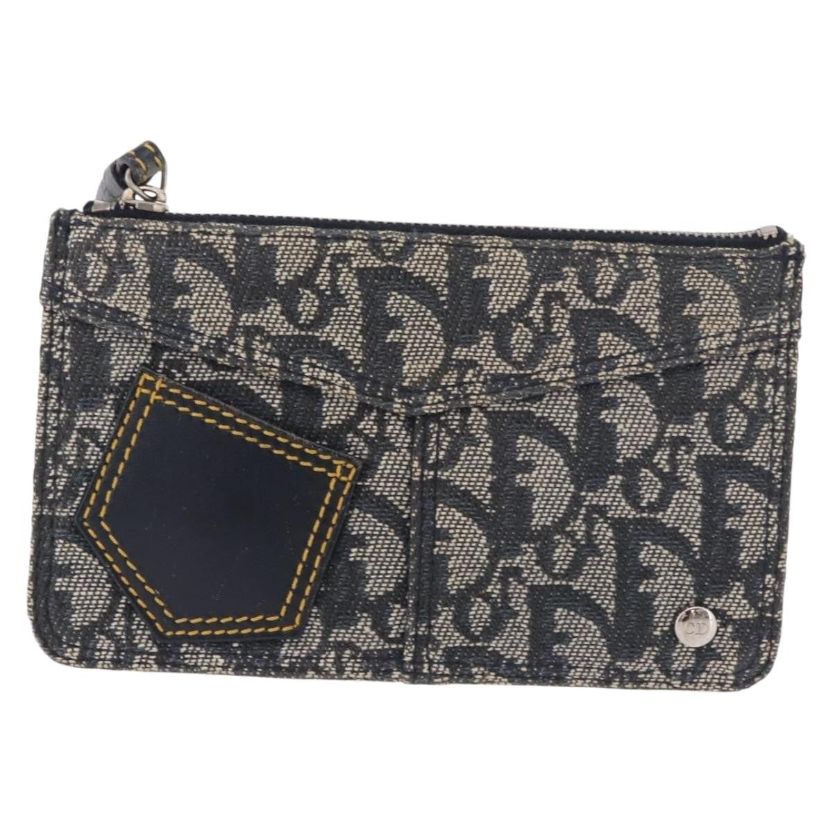 Christian Dior A5 Pouch Oblique Canvas Navy Canvas Clutche & Pouche Bag (Pre-Owned)