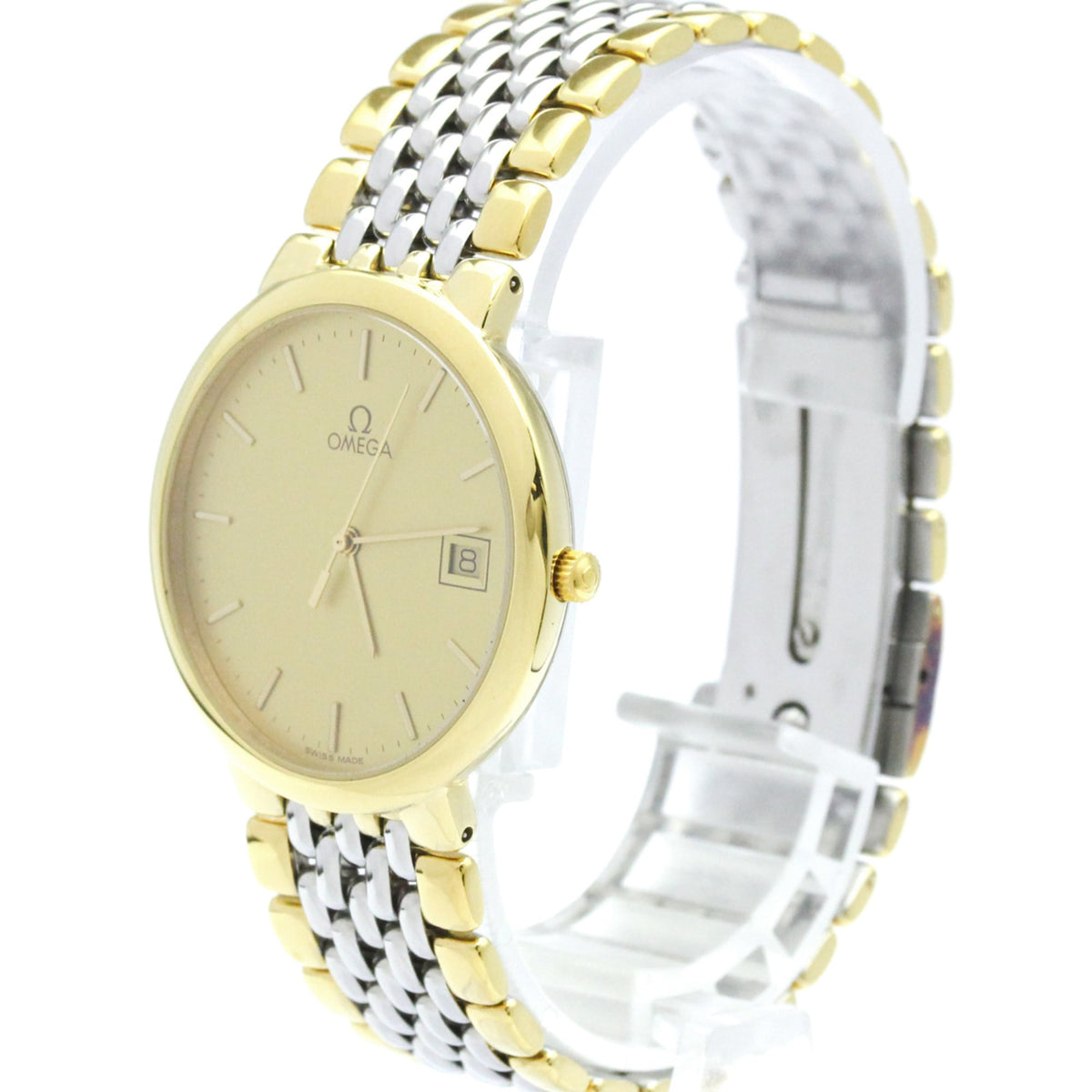 Omega De Ville Quartz Stainless Steel And Gold Plated Watch (Pre-Owned)